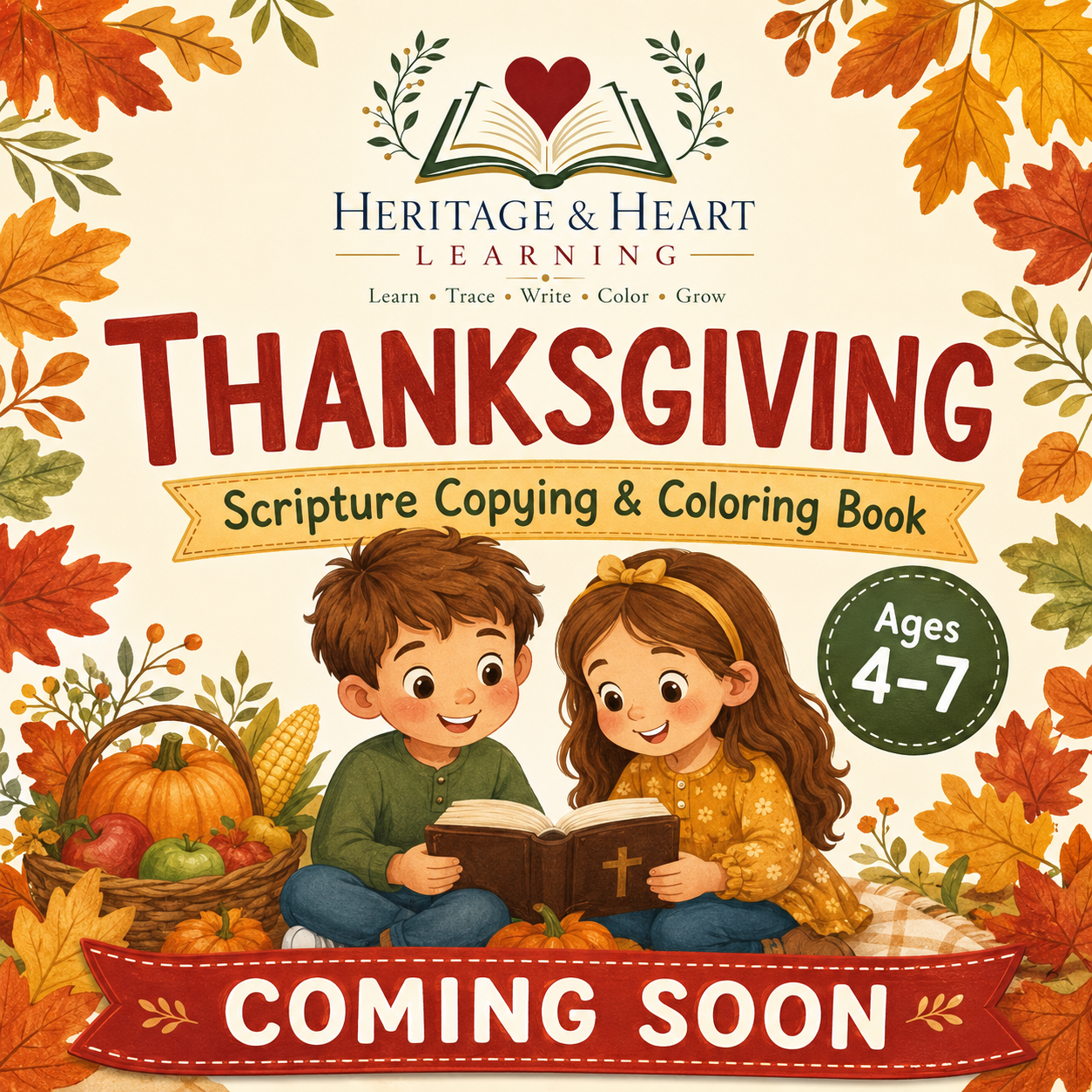 Thanksgiving Scripture Copying & Coloring Book