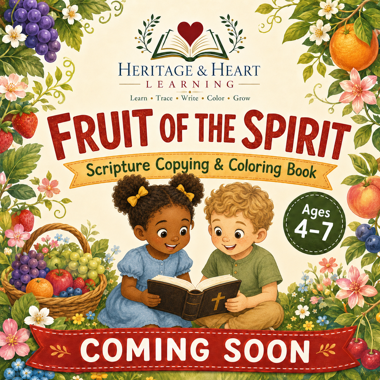 Fruit of the Spirit Scripture Copying & Coloring Book