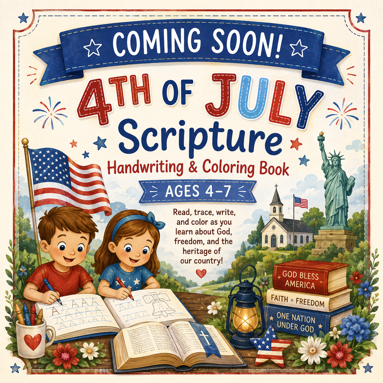 4th of July Scripture Handwriting & Coloring Book