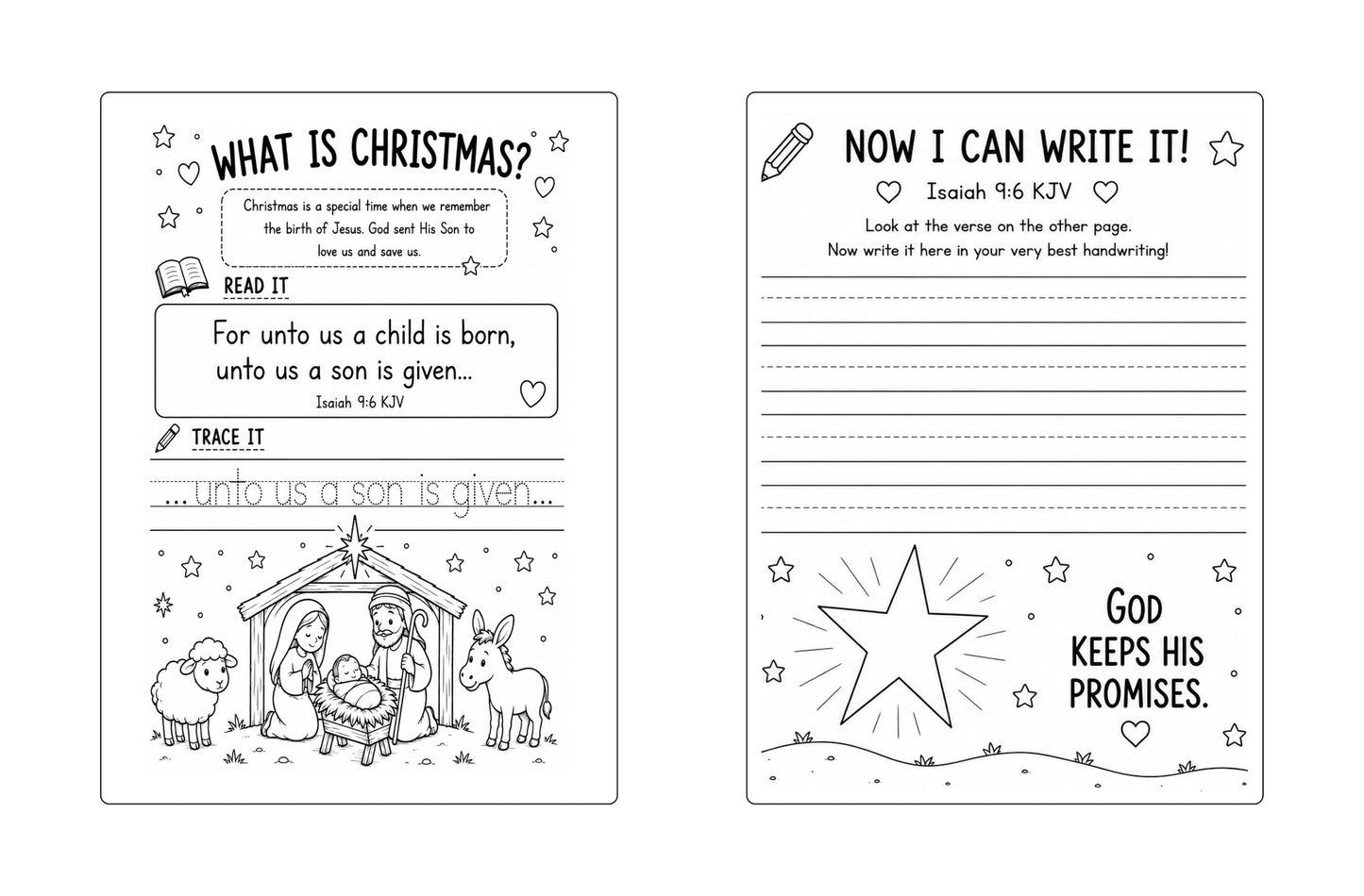 Christmas Scripture Handwriting & Coloring Book